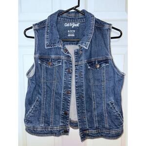 Cat & Jack kids denim snap front vest size XL 14/16